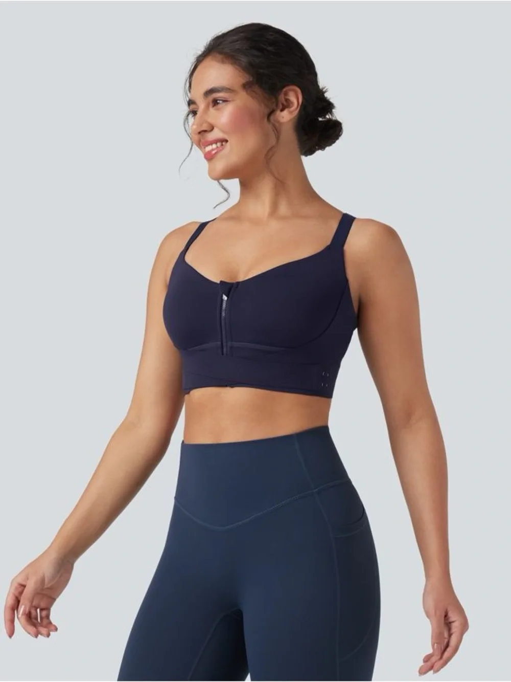 Halara SpeedWave™ Medium Support Push Up Zipper Adjustable Sports Bra large